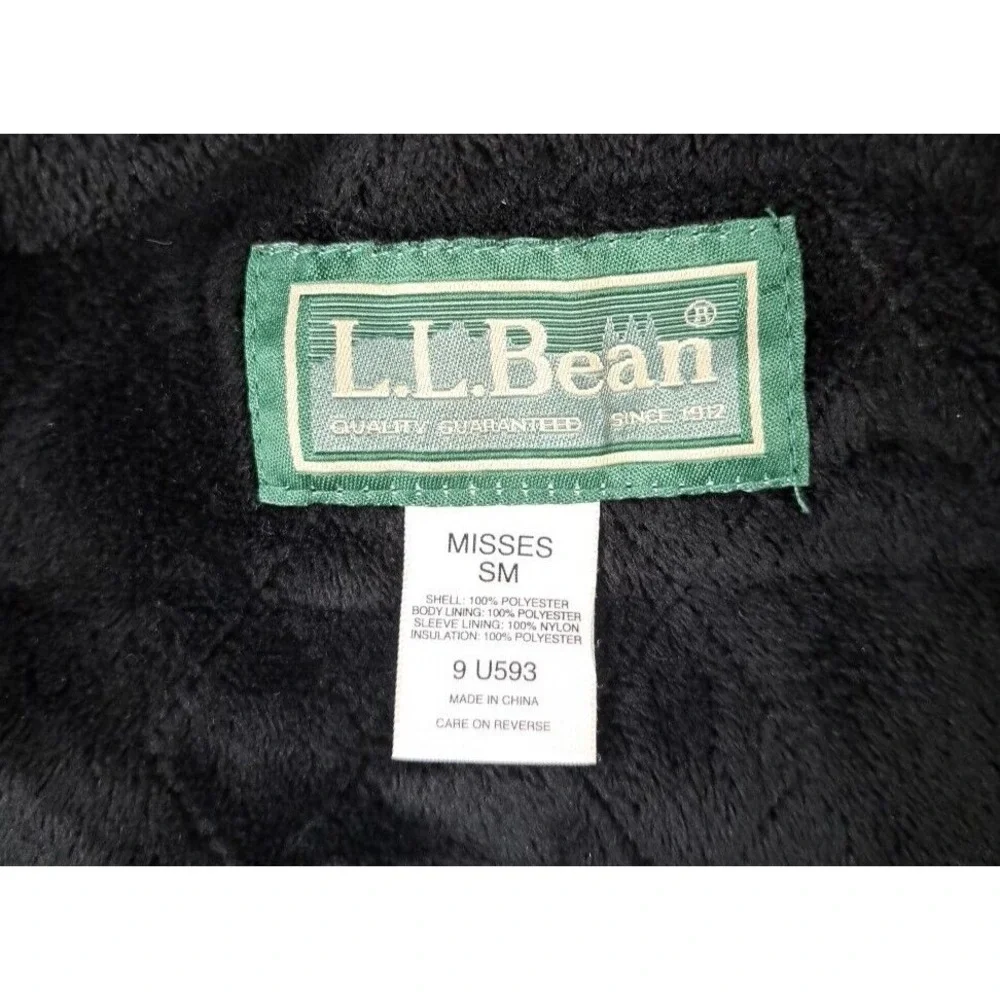 LL Bean Misses Sm Burgundy Red Nylon Fleece Lined Full Zip Winter Jacket Pre-own